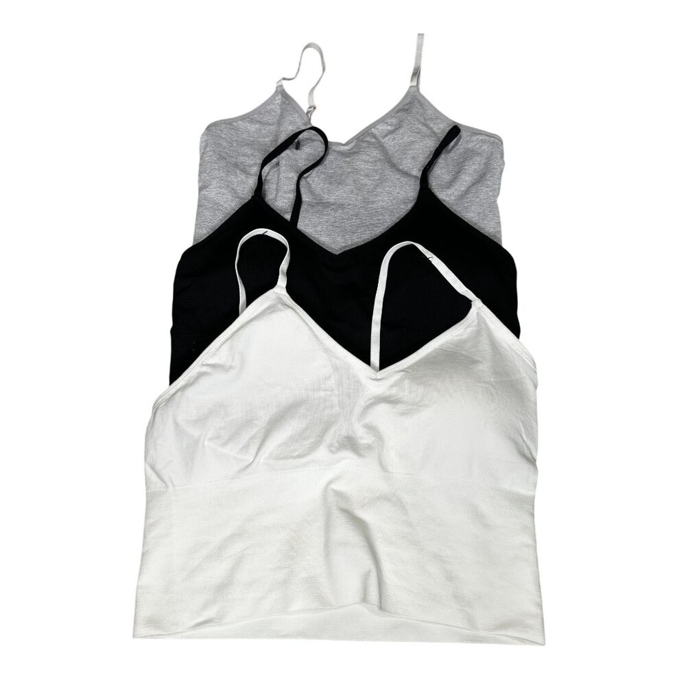Set Of 3 Marilyn Monroe Camisole Tops Adjustable Straps Size L White Black Gray